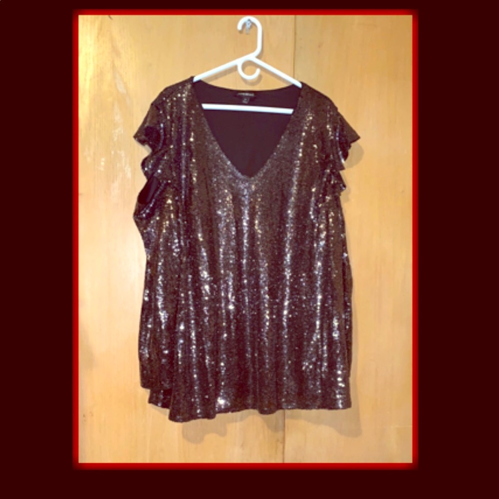 Sequins Pewter cold shoulder shirt